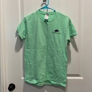 Teal t shirt.